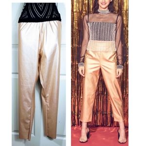 Shimmer salmon pink pants, Large Vintage style le